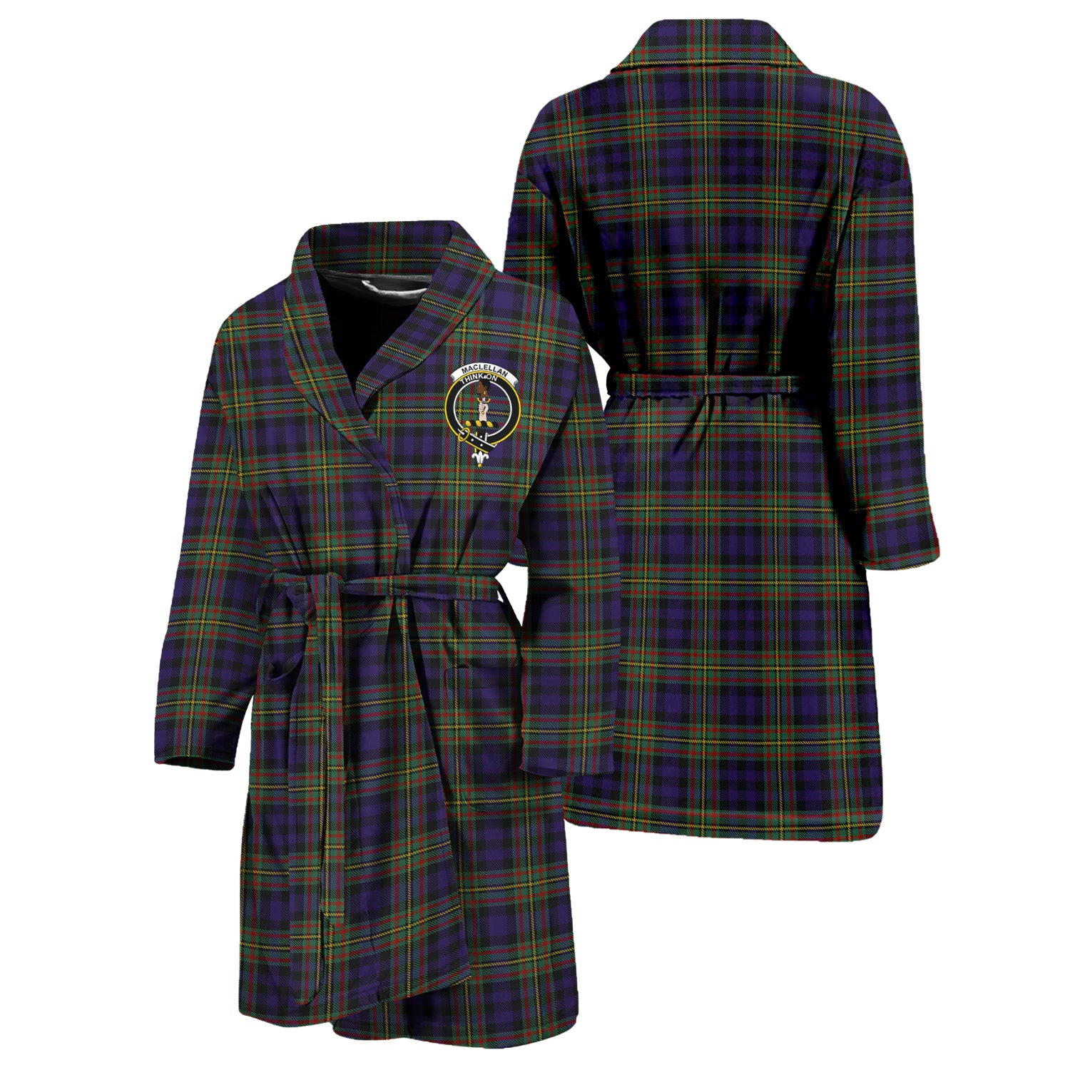 MacLellan (McLellan) Tartan Bathrobe with Family Crest Unisex S - Tartan Vibes Clothing