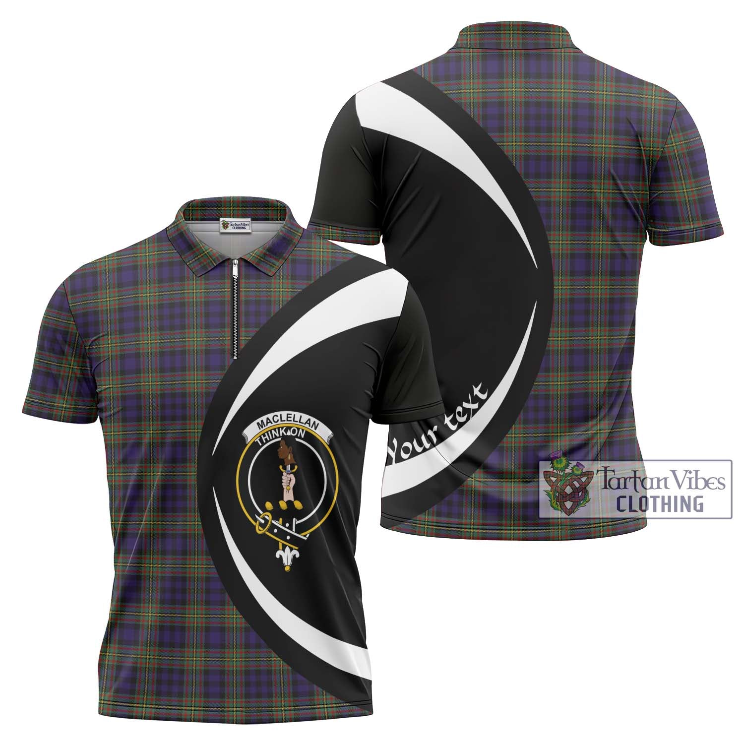 Tartan Vibes Clothing MacLellan Tartan Zipper Polo Shirt with Family Crest Circle Style