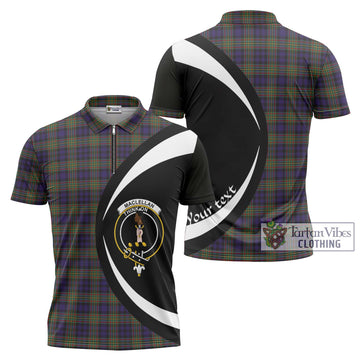 MacLellan (McLellan) Tartan Zipper Polo Shirt with Family Crest Circle Style