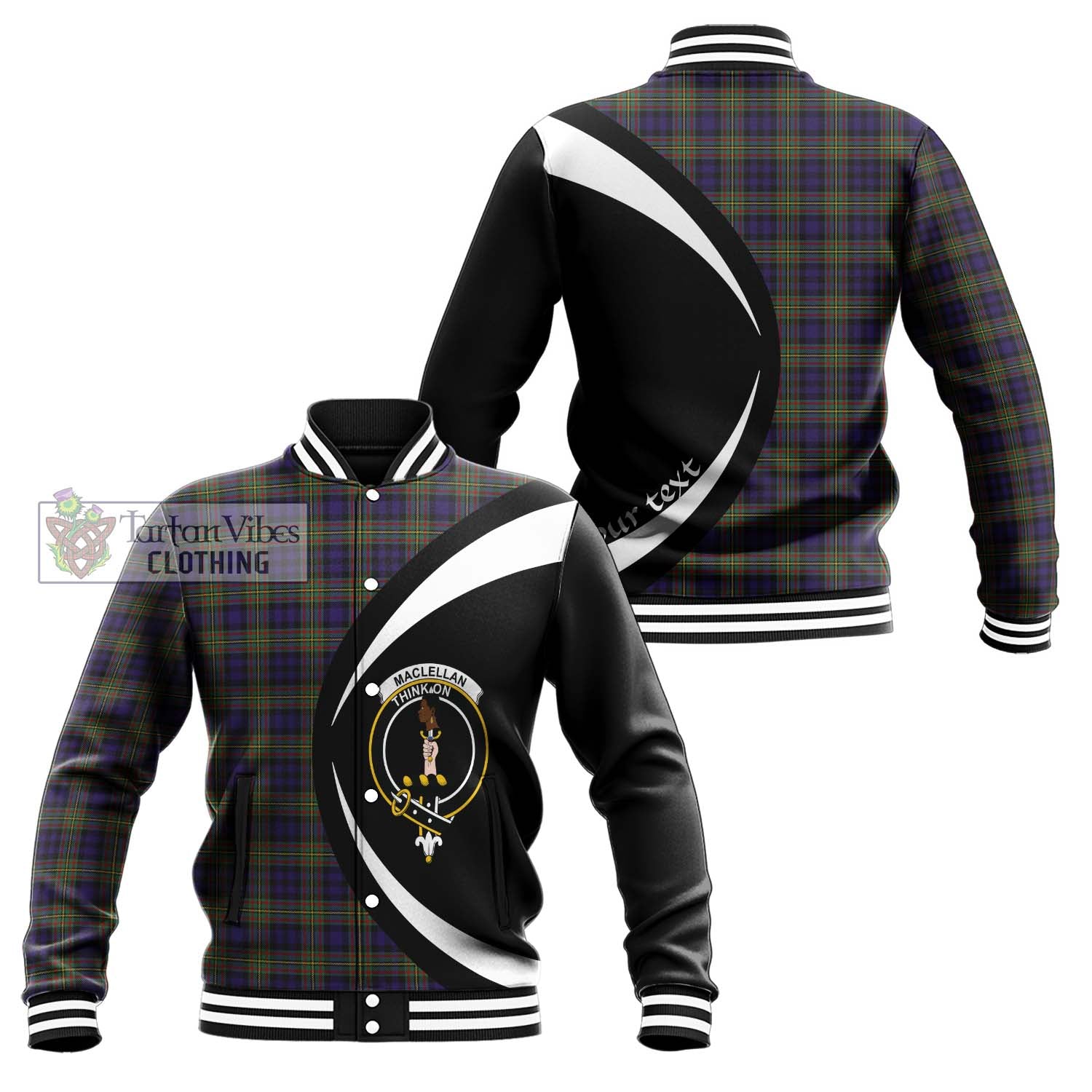 MacLellan (McLellan) Tartan Baseball Jacket with Family Crest Circle Style Unisex - Tartan Vibes Clothing