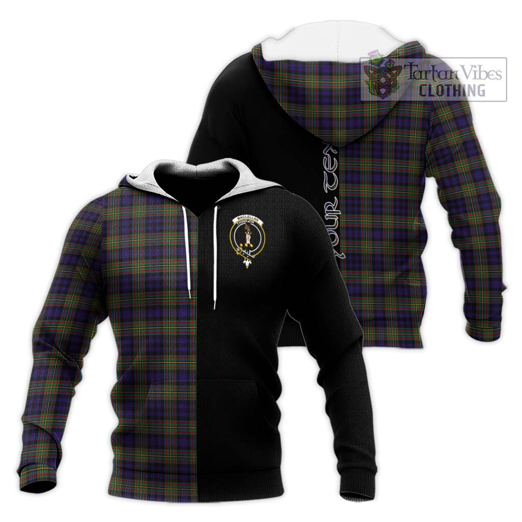 MacLellan (McLellan) Tartan Knitted Hoodie with Family Crest and Half Of Me Style Unisex Knitted Pullover Hoodie - Tartanvibesclothing Shop