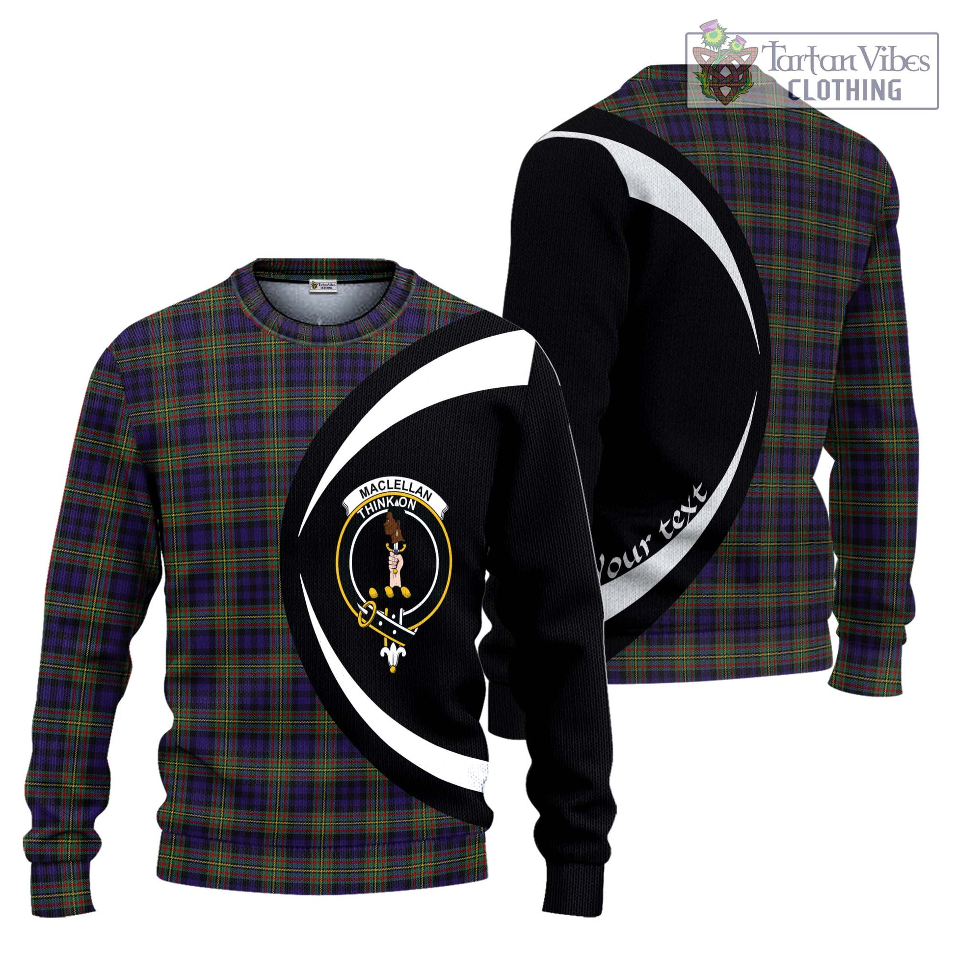 MacLellan (McLellan) Tartan Knitted Sweater with Family Crest Circle Style Unisex - Tartan Vibes Clothing