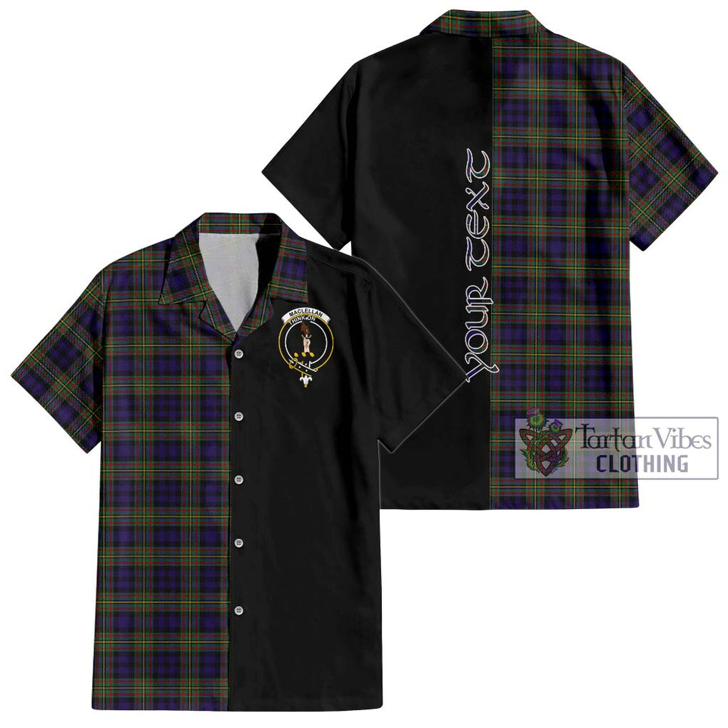 MacLellan (McLellan) Tartan Short Sleeve Button Shirt with Family Crest and Half Of Me Style Kid - Tartanvibesclothing Shop