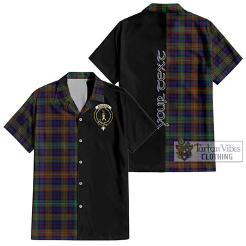 MacLellan (McLellan) Tartan Short Sleeve Button Shirt with Family Crest and Half Of Me Style