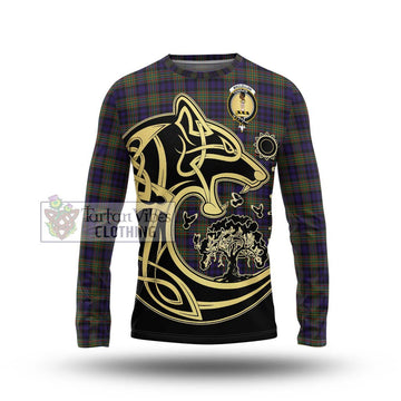 MacLellan (McLellan) Tartan Long Sleeve T-Shirt with Family Crest Celtic Wolf Style