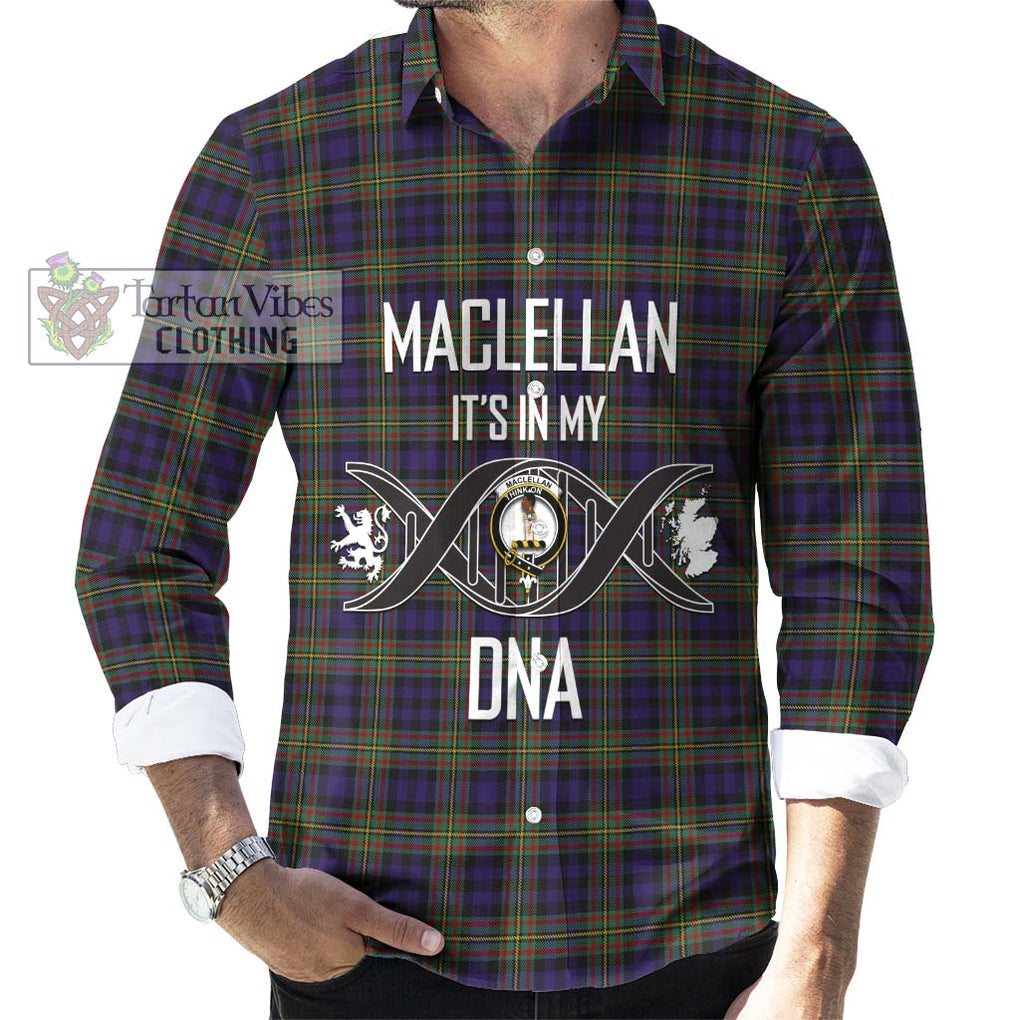 MacLellan (McLellan) Tartan Long Sleeve Button Shirt with Family Crest DNA In Me Style Men's Shirt S - Tartanvibesclothing Shop