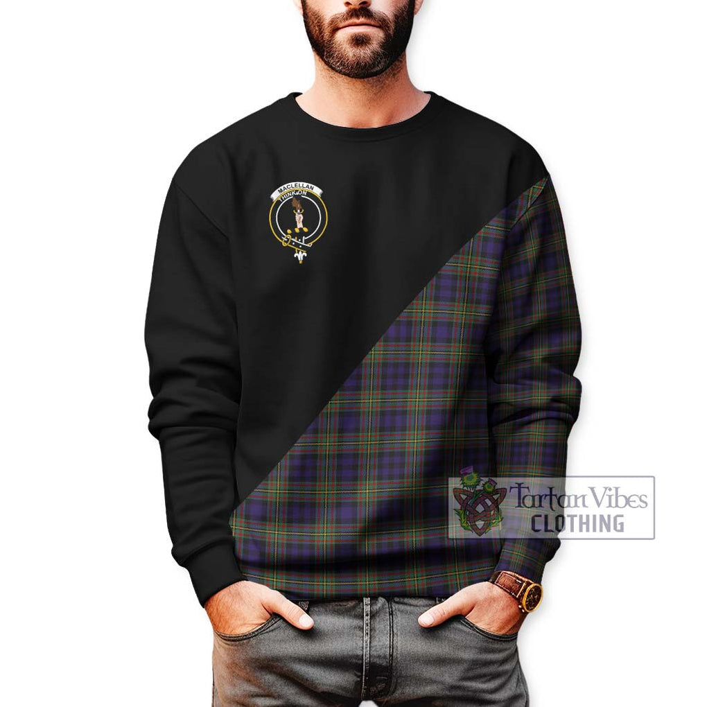 MacLellan (McLellan) Tartan Sweatshirt with Family Crest and Military Logo Style Unisex - Tartanvibesclothing Shop