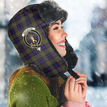 MacLellan Tartan Winter Trapper Hat with Family Crest