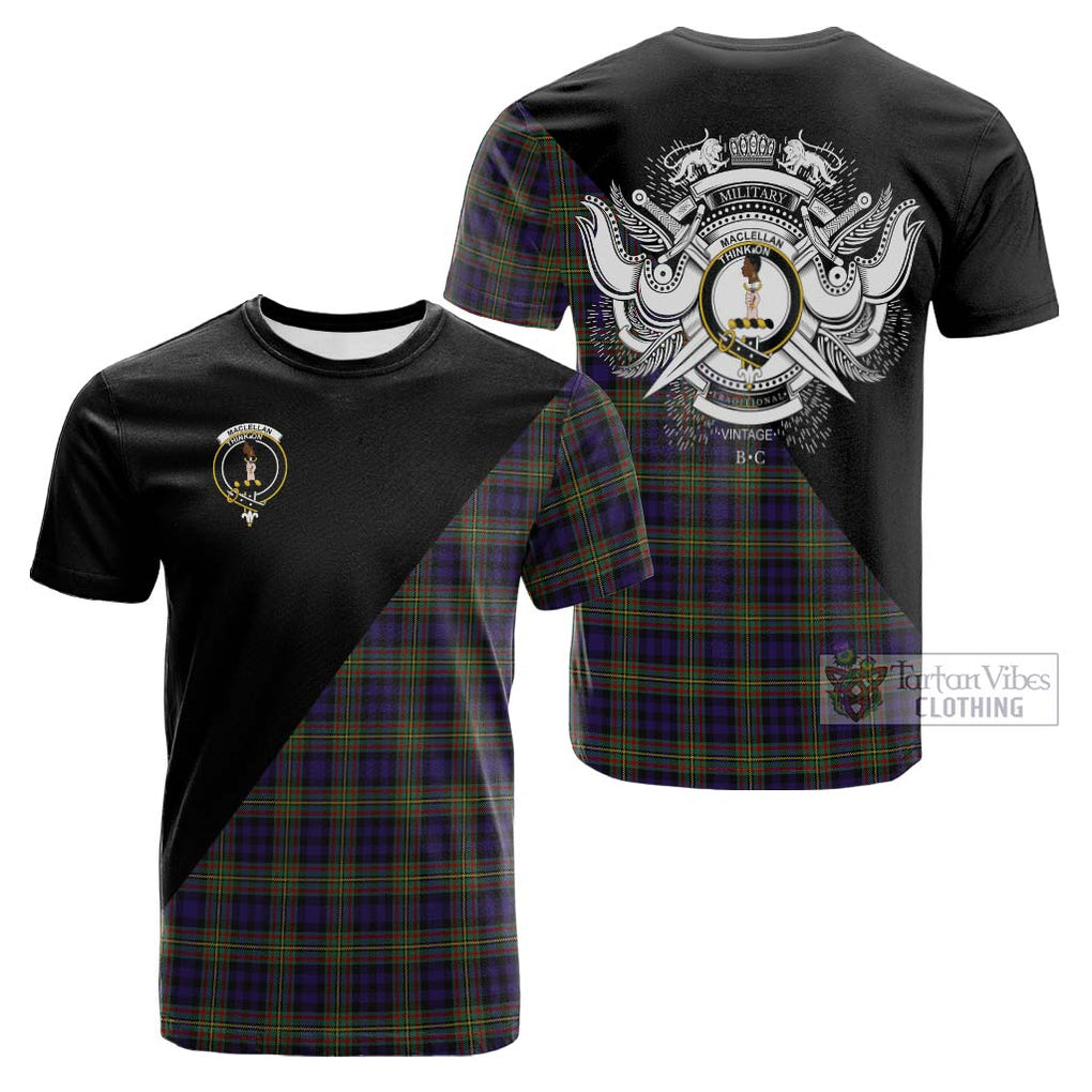 Tartan Vibes Clothing MacLellan Tartan Cotton T-shirt with Family Crest and Military Logo Style