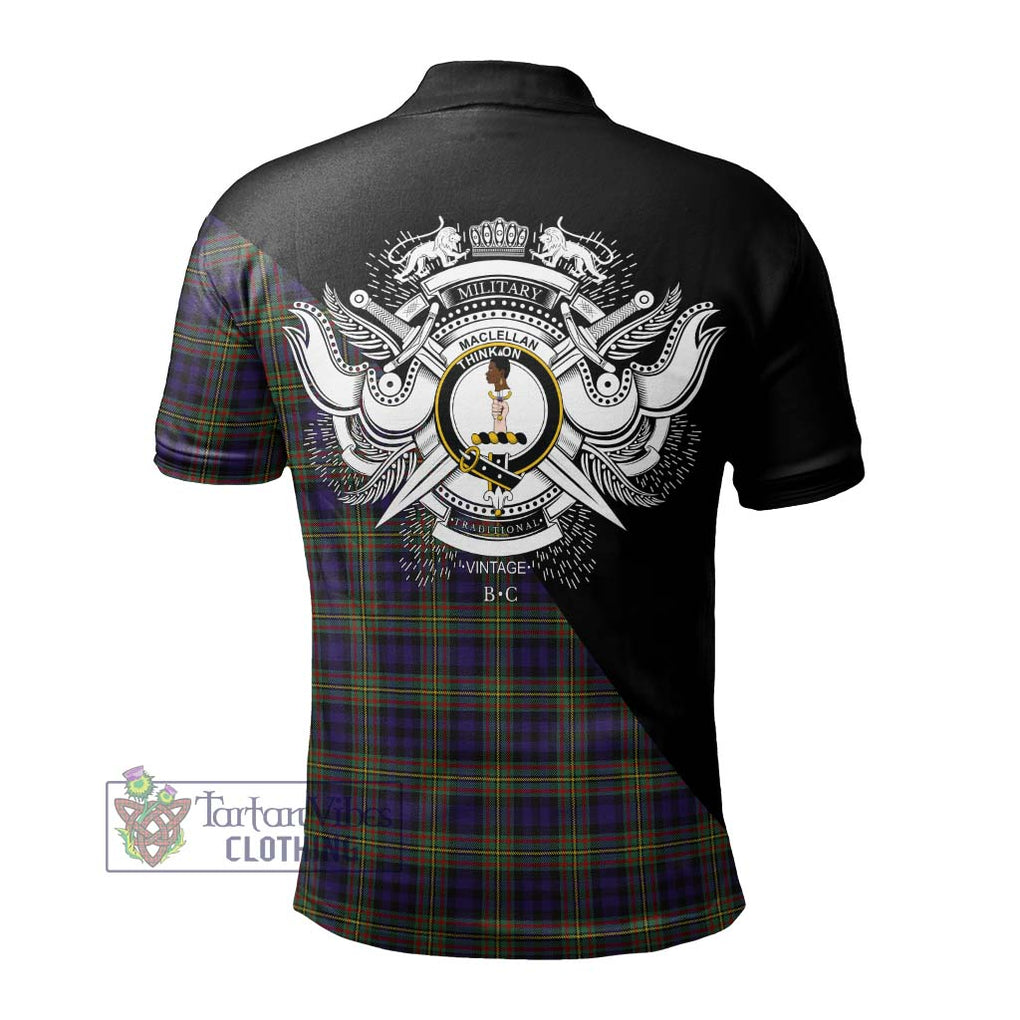 MacLellan (McLellan) Tartan Polo Shirt with Family Crest and Military Logo Style - Tartanvibesclothing Shop