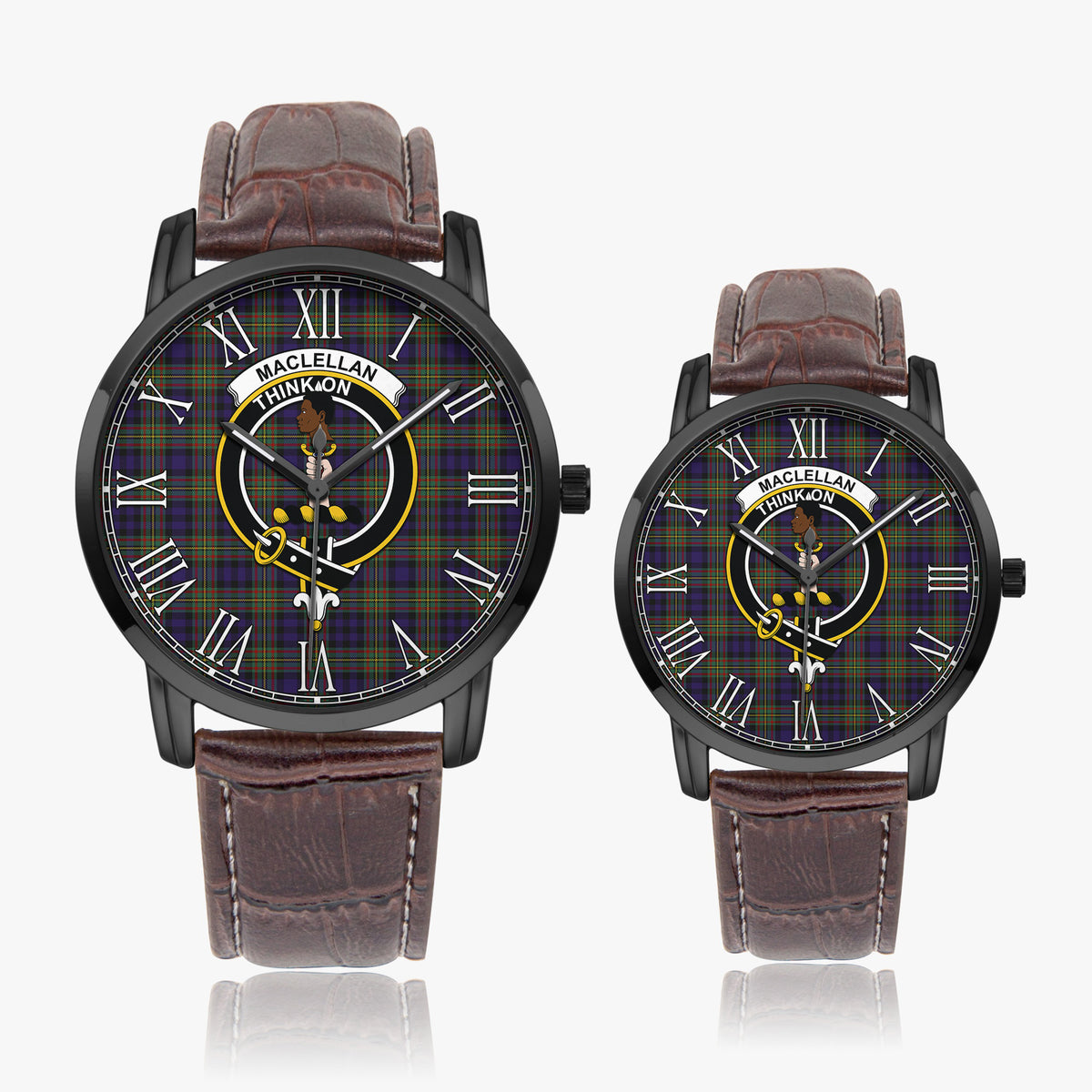 MacLellan (McLellan) Tartan Family Crest Leather Strap Quartz Watch - Tartan Vibes Clothing