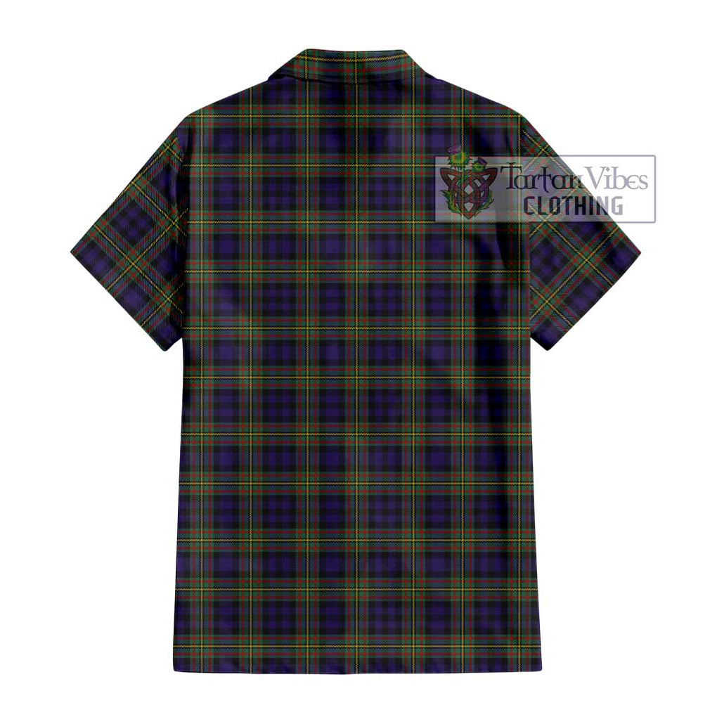 MacLellan (McLellan) Tartan Short Sleeve Button Shirt with Family Crest DNA In Me Style - Tartanvibesclothing Shop