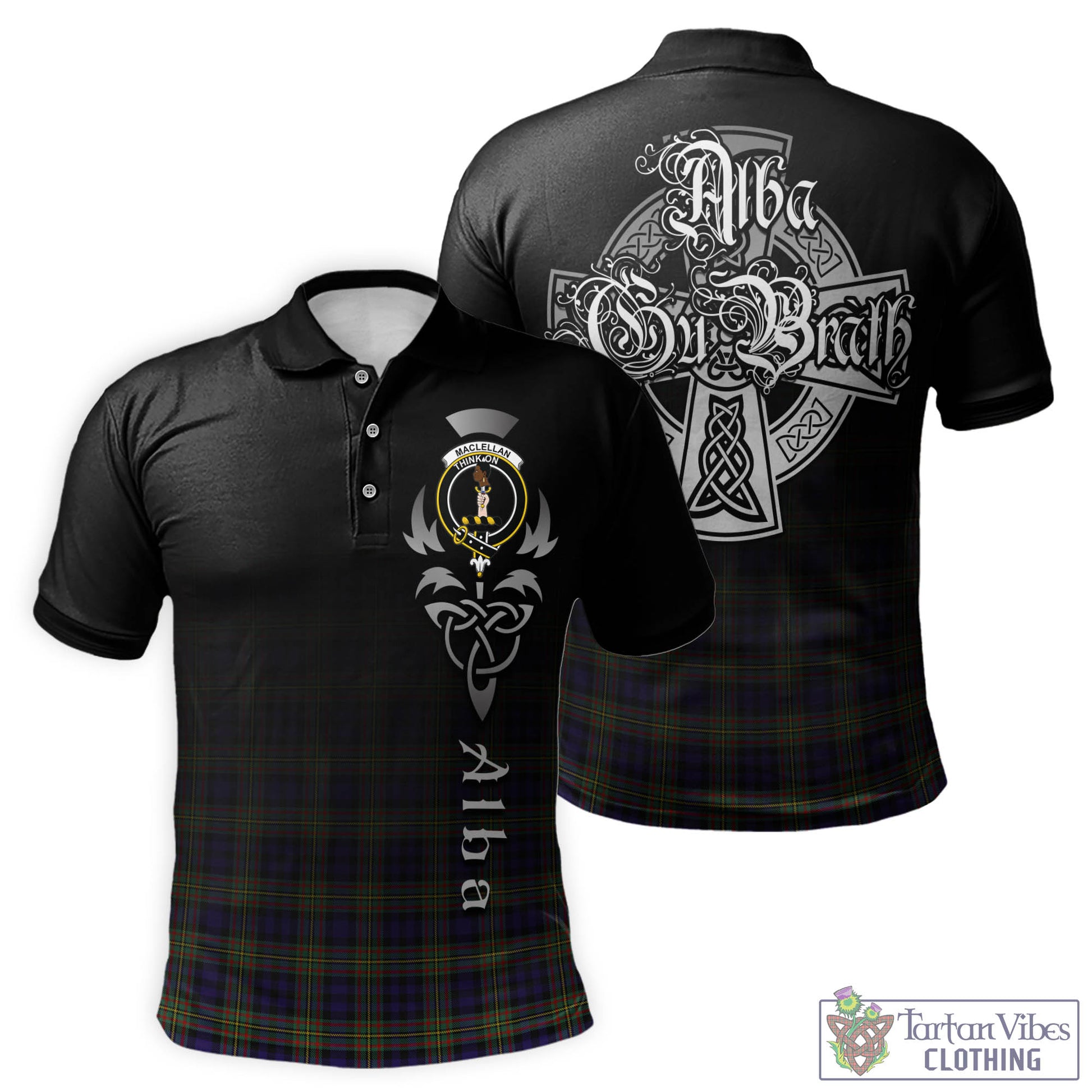 Tartan Vibes Clothing MacLellan Tartan Polo Shirt Featuring Alba Gu Brath Family Crest Celtic Inspired