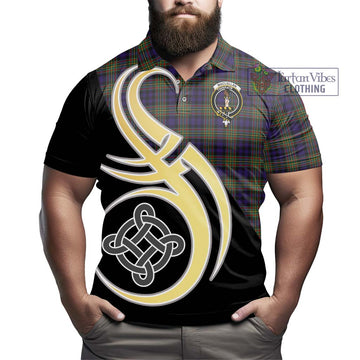 MacLellan (McLellan) Tartan Polo Shirt with Family Crest and Celtic Symbol Style