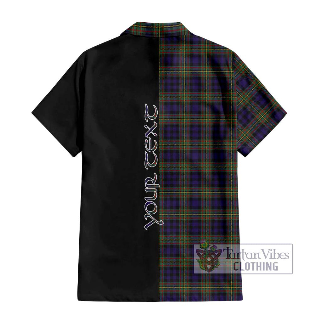 MacLellan (McLellan) Tartan Short Sleeve Button Shirt with Family Crest and Half Of Me Style - Tartanvibesclothing Shop