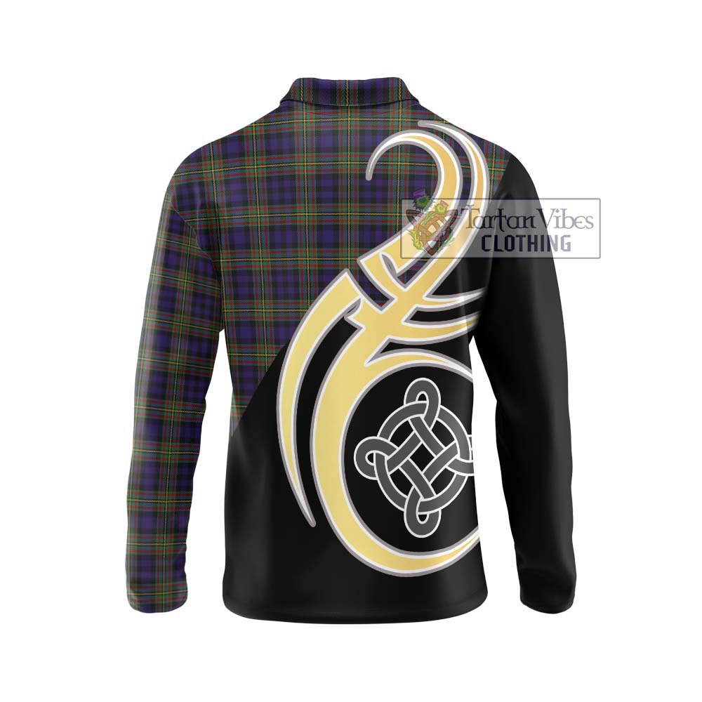 MacLellan (McLellan) Tartan Long Sleeve Polo Shirt with Family Crest and Celtic Symbol Style - Tartan Vibes Clothing