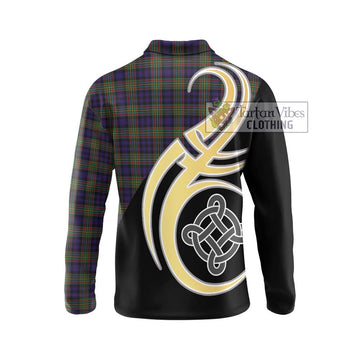 MacLellan (McLellan) Tartan Long Sleeve Polo Shirt with Family Crest and Celtic Symbol Style