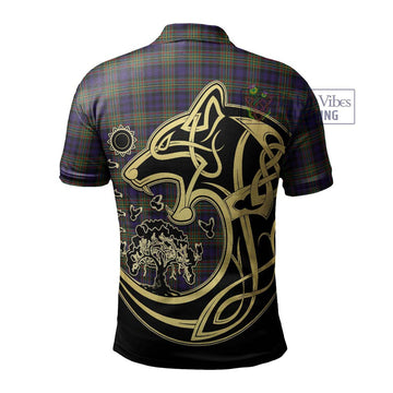 MacLellan (McLellan) Tartan Polo Shirt with Family Crest Celtic Wolf Style