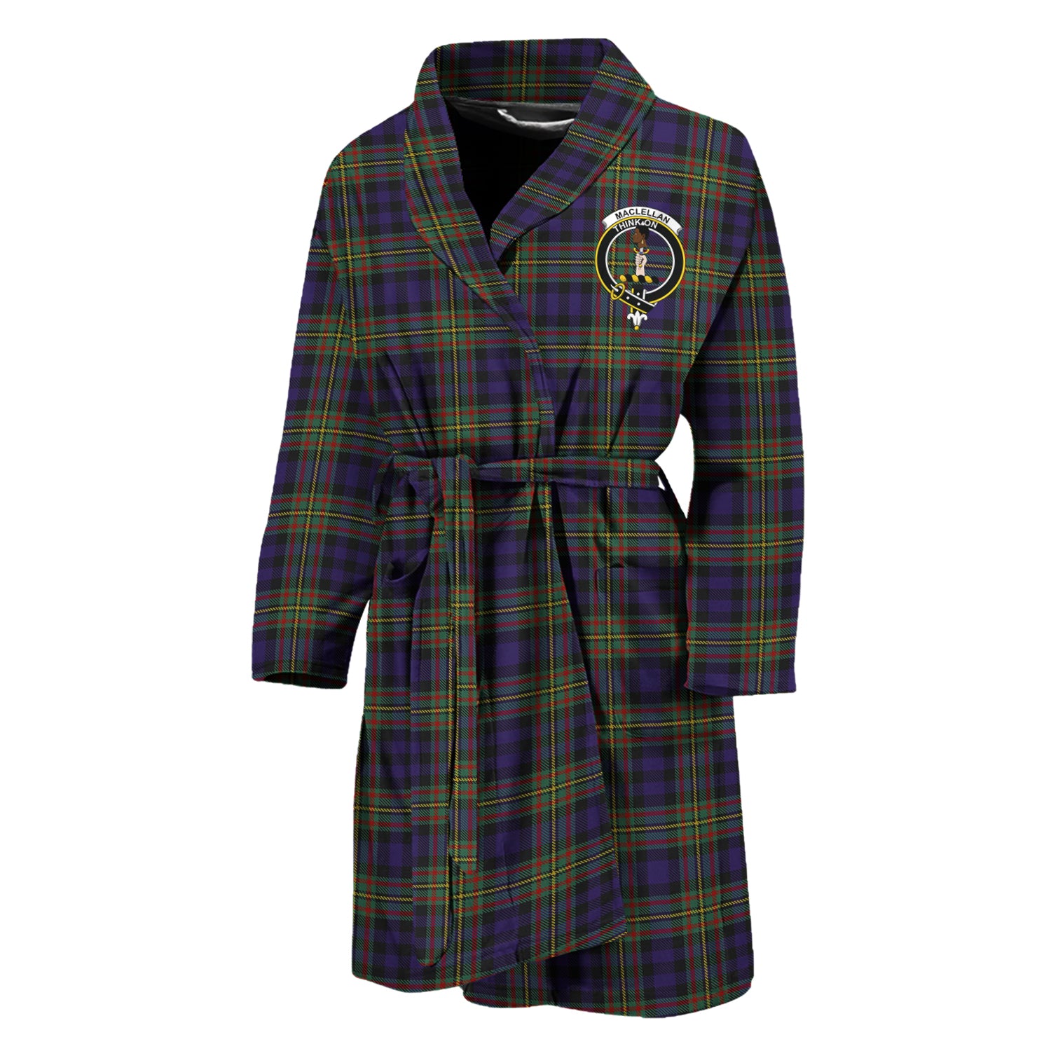 MacLellan (McLellan) Tartan Bathrobe with Family Crest Unisex M - Tartan Vibes Clothing