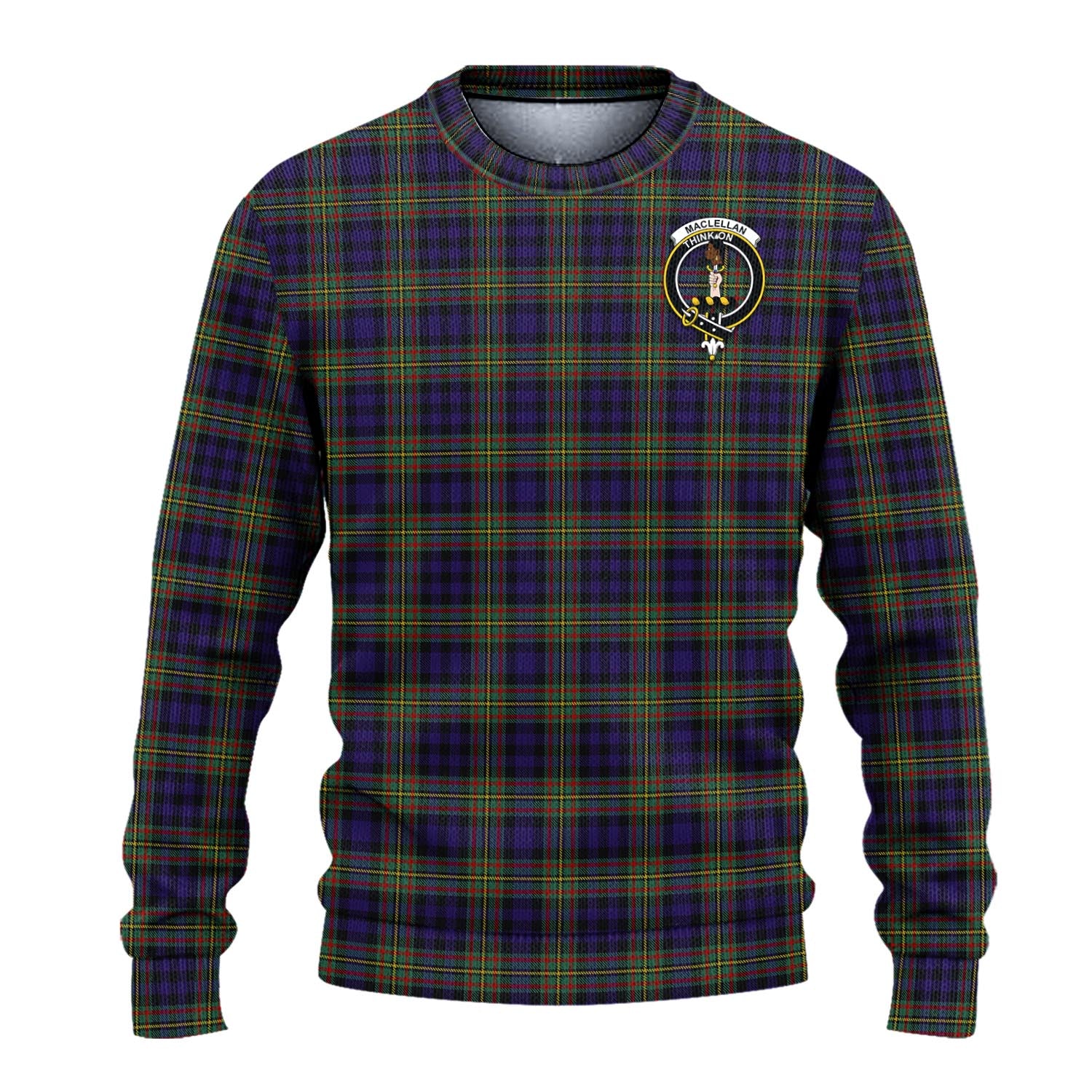 MacLellan Tartan Knitted Sweater with Family Crest - Tartanvibesclothing