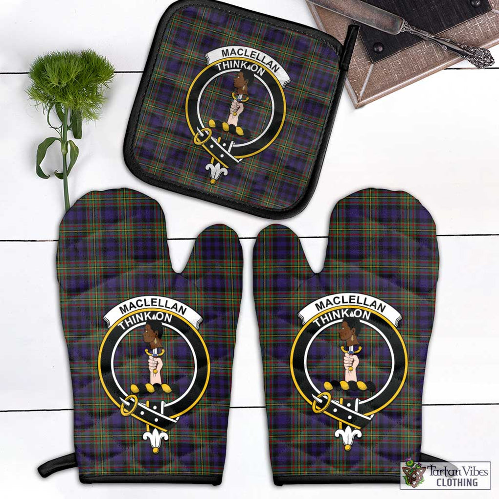 MacLellan (McLellan) Tartan Combo Oven Mitt & Pot-Holder with Family Crest Black - Tartan Vibes Clothing