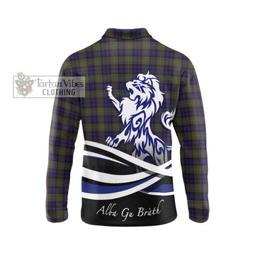 MacLellan (McLellan) Tartan Long Sleeve Polo Shirt with Alba Gu Brath Regal Lion Emblem