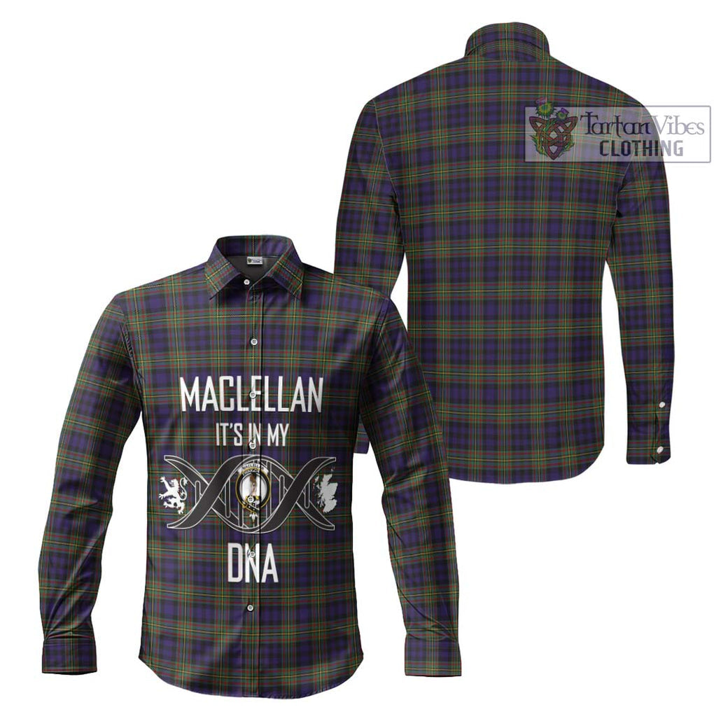 MacLellan (McLellan) Tartan Long Sleeve Button Shirt with Family Crest DNA In Me Style Men's Shirt - Tartanvibesclothing Shop