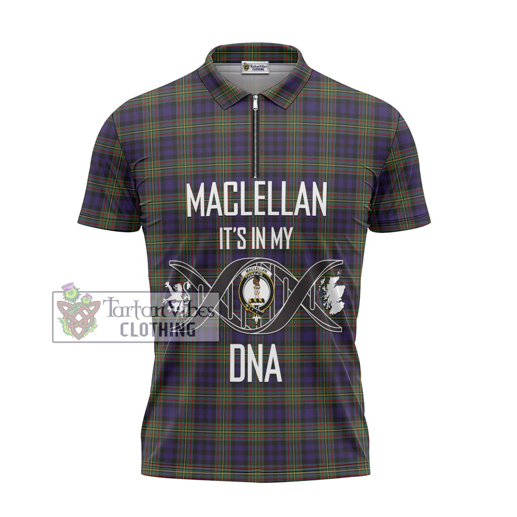 MacLellan (McLellan) Tartan Zipper Polo Shirt with Family Crest DNA In Me Style - Tartanvibesclothing Shop