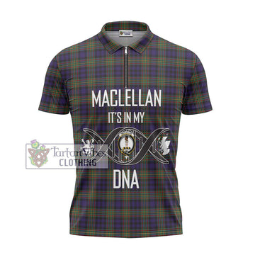 MacLellan (McLellan) Tartan Zipper Polo Shirt with Family Crest DNA In Me Style