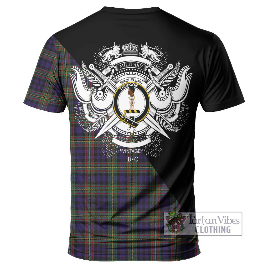 MacLellan (McLellan) Tartan T-Shirt with Family Crest and Military Logo Style - Tartanvibesclothing Shop