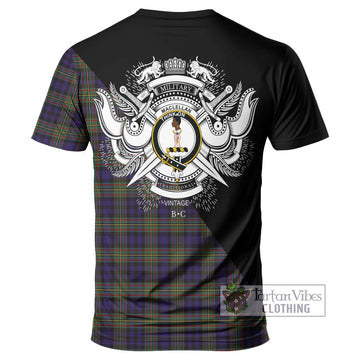 MacLellan (McLellan) Tartan T-Shirt with Family Crest and Military Logo Style