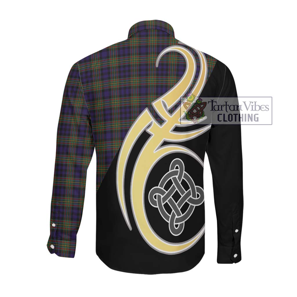 MacLellan (McLellan) Tartan Long Sleeve Button Shirt with Family Crest and Celtic Symbol Style Men's Shirt - Tartan Vibes Clothing