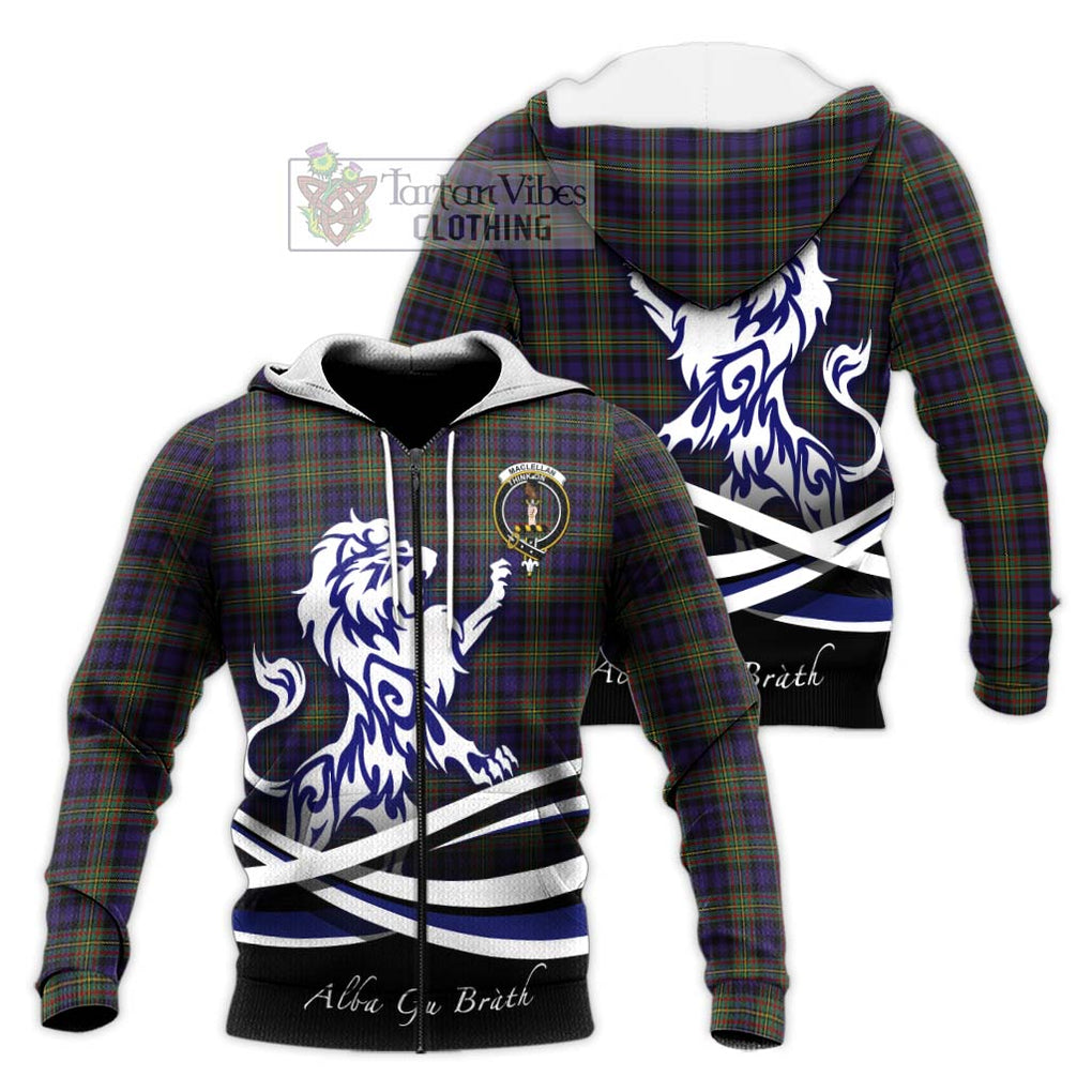 MacLellan (McLellan) Tartan Knitted Hoodie with Alba Gu Brath Regal Lion Emblem Unisex Knitted Zip Hoodie - Tartanvibesclothing Shop