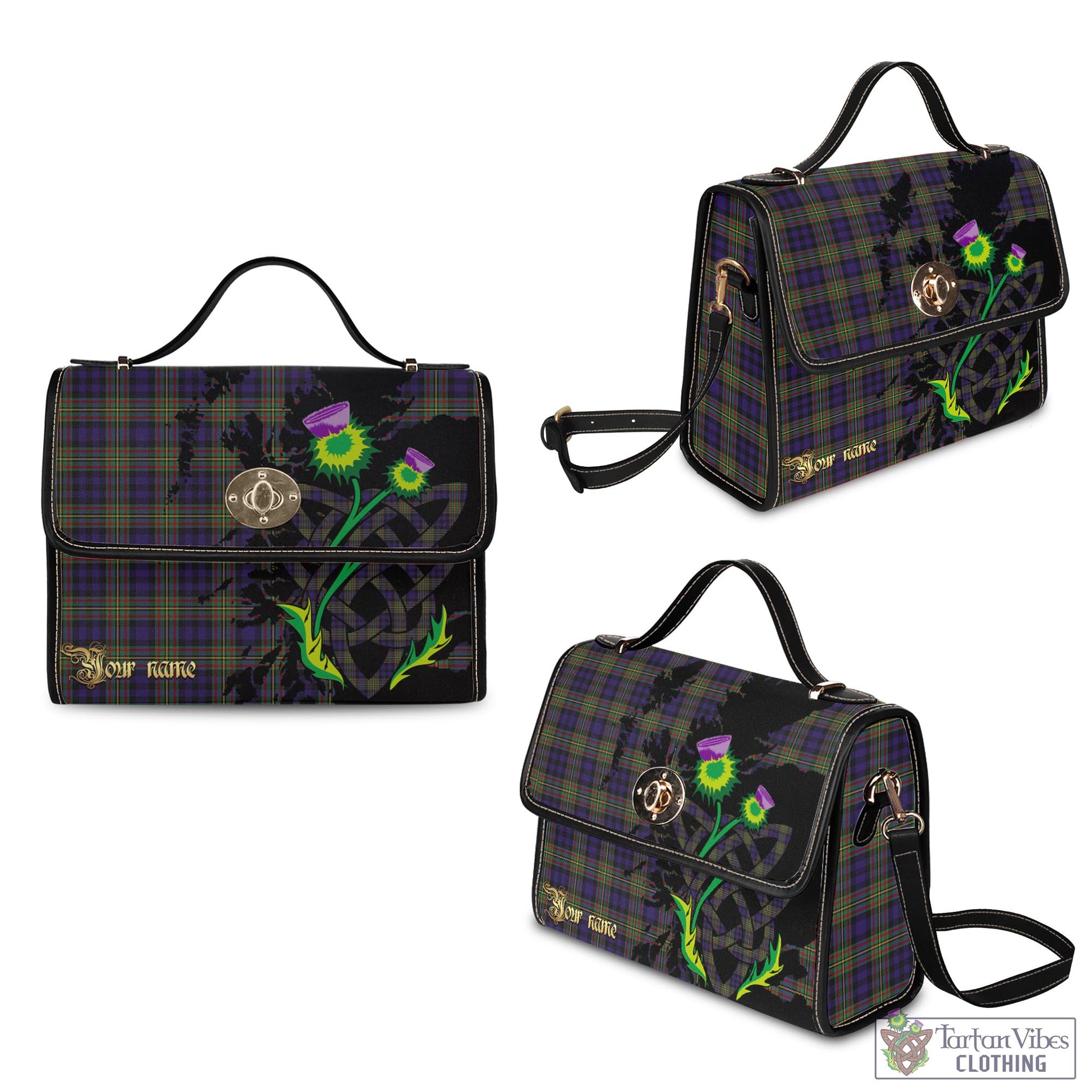 Tartan Vibes Clothing MacLellan Tartan Waterproof Canvas Bag with Scotland Map and Thistle Celtic Accents