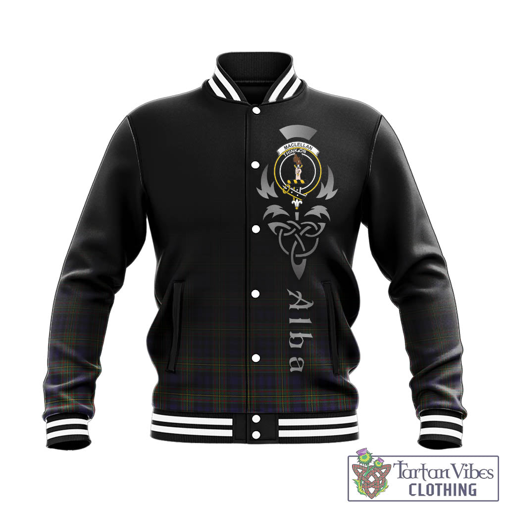 Tartan Vibes Clothing MacLellan Tartan Baseball Jacket Featuring Alba Gu Brath Family Crest Celtic Inspired