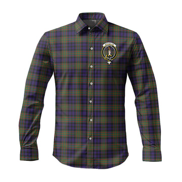 MacLellan (McLellan) Tartan Long Sleeve Button Up Shirt with Family Crest