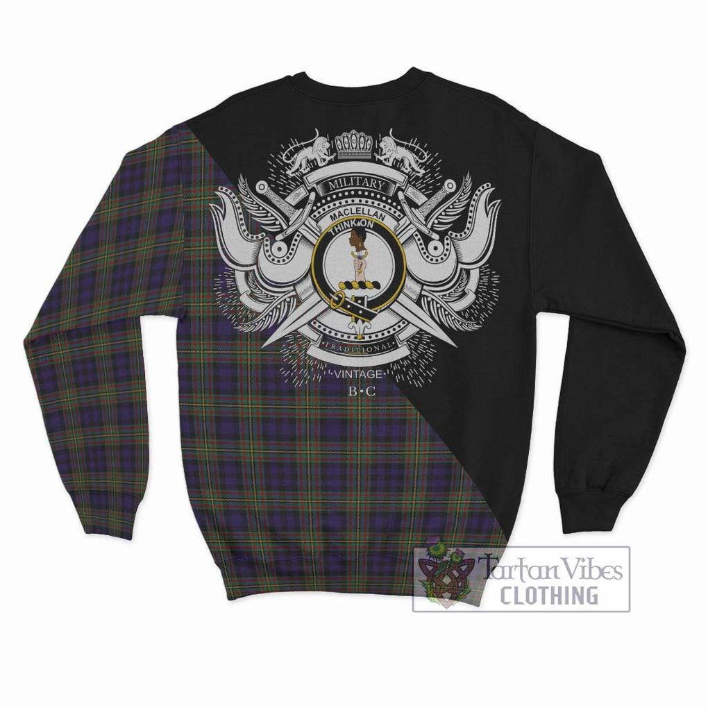 MacLellan (McLellan) Tartan Sweatshirt with Family Crest and Military Logo Style - Tartanvibesclothing Shop