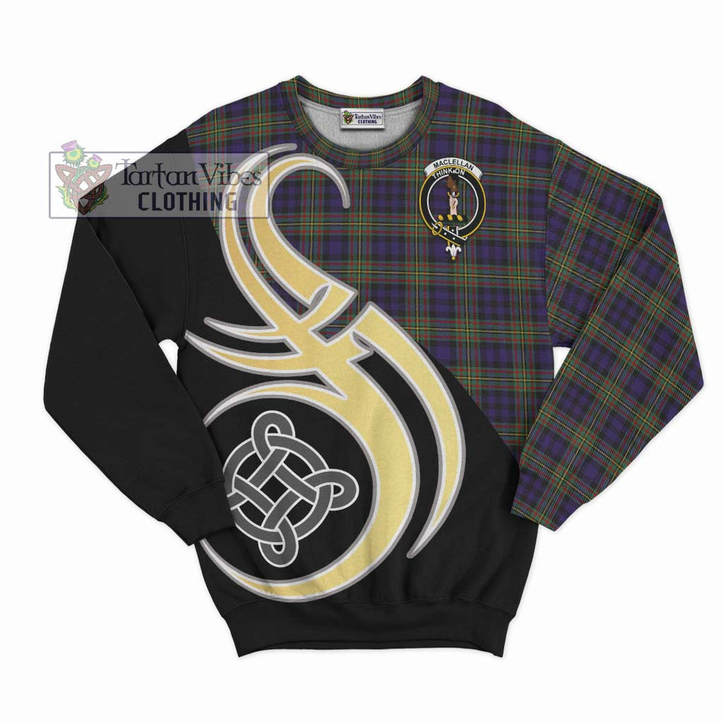 MacLellan (McLellan) Tartan Sweatshirt with Family Crest and Celtic Symbol Style - Tartan Vibes Clothing