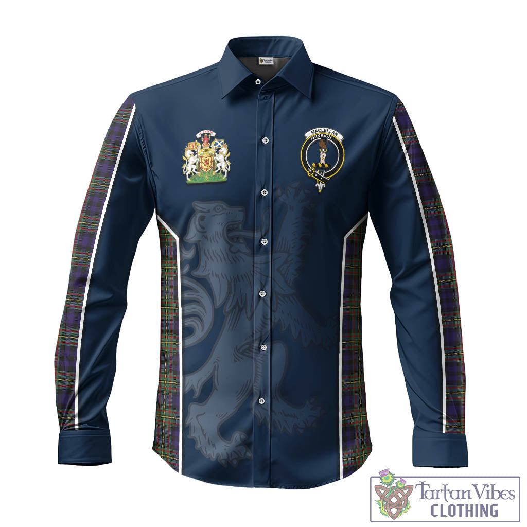 Tartan Vibes Clothing MacLellan Tartan Long Sleeve Button Up Shirt with Family Crest and Lion Rampant Vibes Sport Style