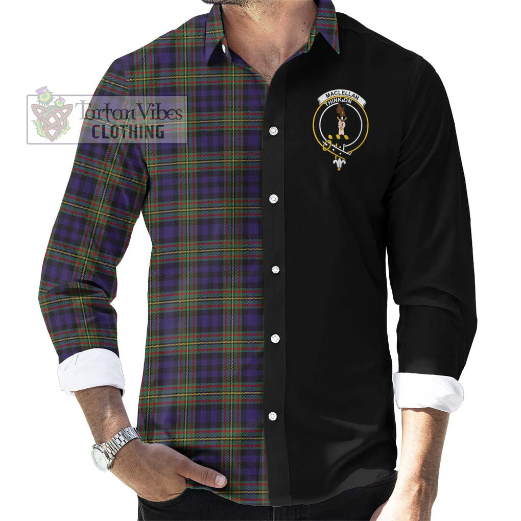 MacLellan (McLellan) Tartan Long Sleeve Button Shirt with Family Crest and Half Of Me Style - Tartanvibesclothing Shop