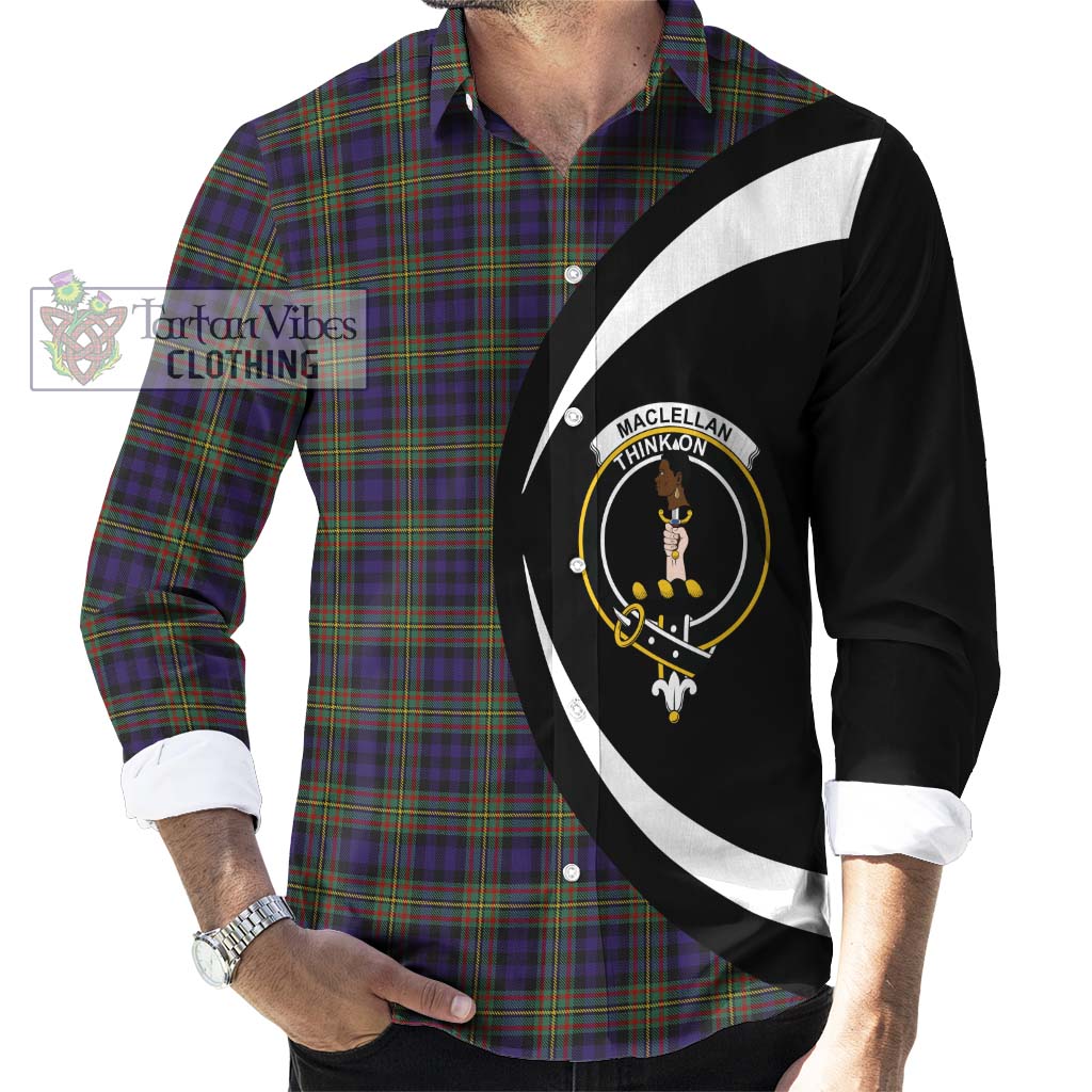 MacLellan (McLellan) Tartan Long Sleeve Button Up with Family Crest Circle Style - Tartan Vibes Clothing