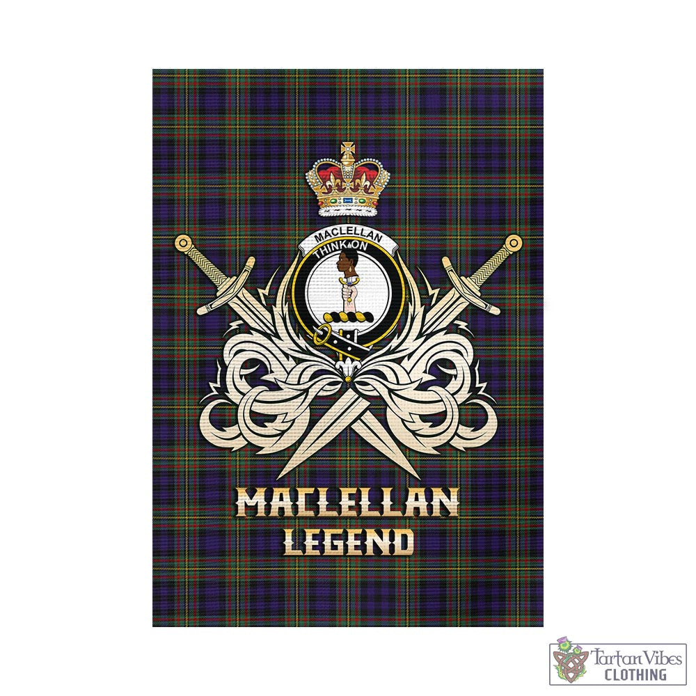 Tartan Vibes Clothing MacLellan Tartan Flag with Clan Crest and the Golden Sword of Courageous Legacy