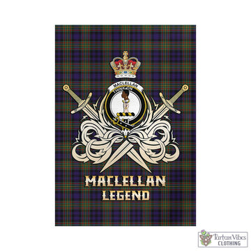 MacLellan (McLellan) Tartan Garden Flag with Clan Crest and the Golden Sword of Courageous Legacy - Tartan Vibes Clothing