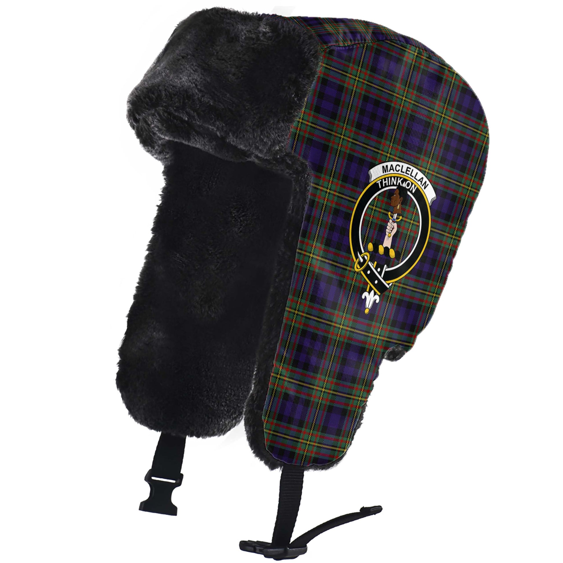 MacLellan Tartan Winter Trapper Hat with Family Crest - Tartanvibesclothing