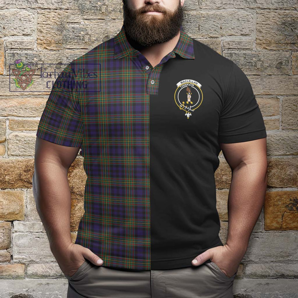 MacLellan (McLellan) Tartan Polo Shirt with Family Crest and Half Of Me Style - Tartanvibesclothing Shop