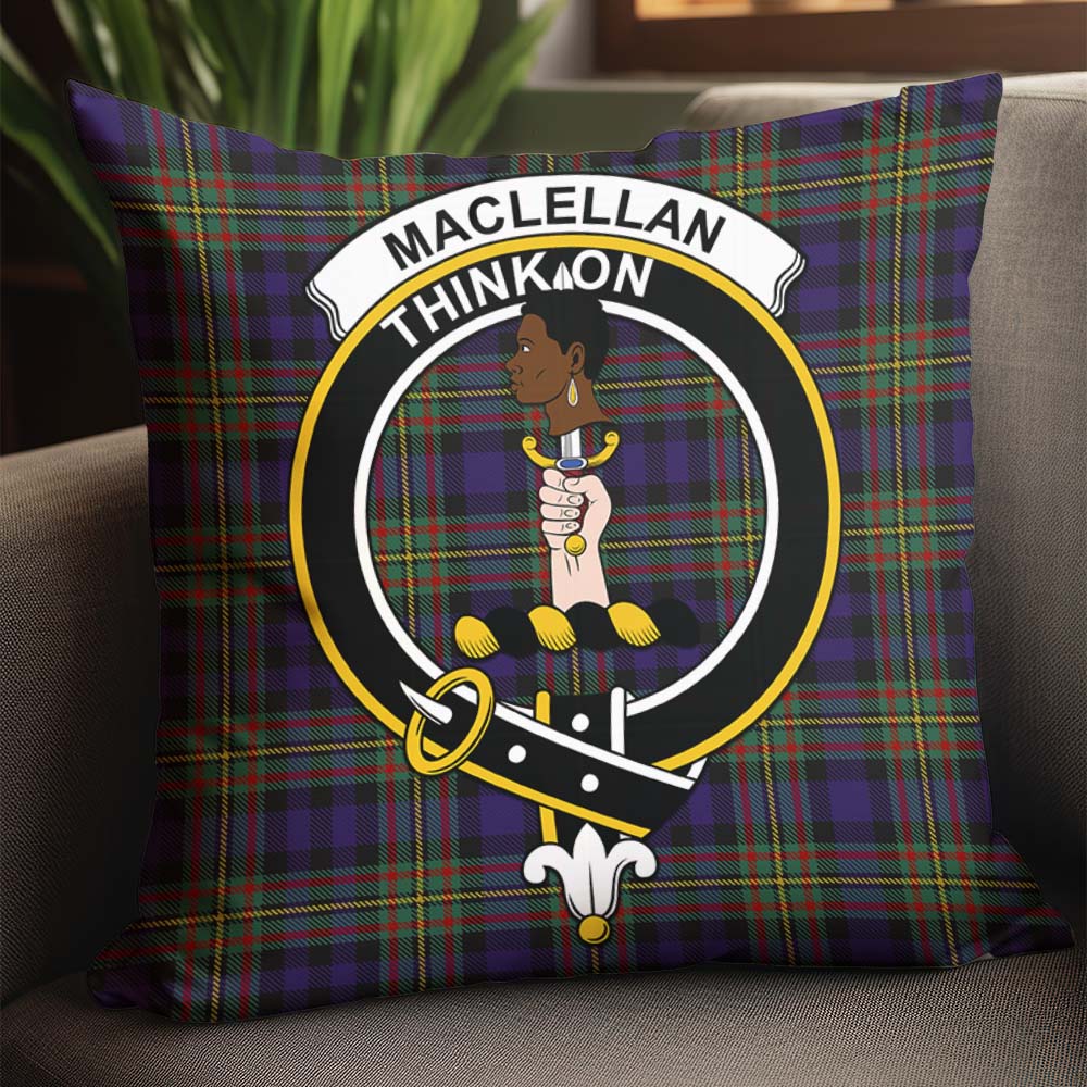 MacLellan Tartan Pillow Cover with Family Crest - Tartanvibesclothing