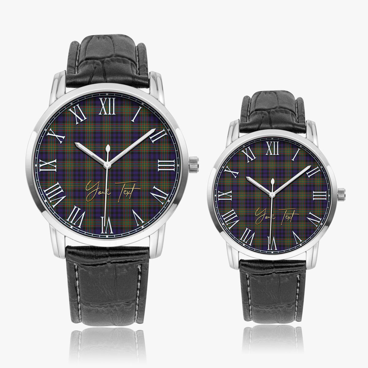 MacLellan (McLellan) Tartan Personalized Your Text Leather Trap Quartz Watch - Tartan Vibes Clothing