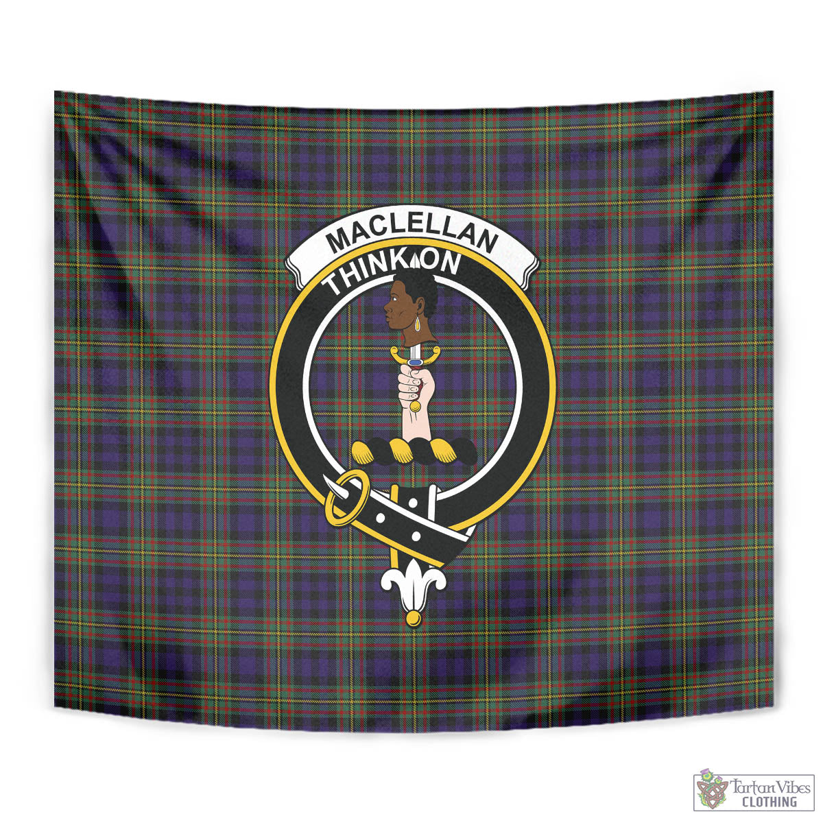 Tartan Vibes Clothing MacLellan Tartan Tapestry Wall Hanging and Home Decor for Room with Family Crest
