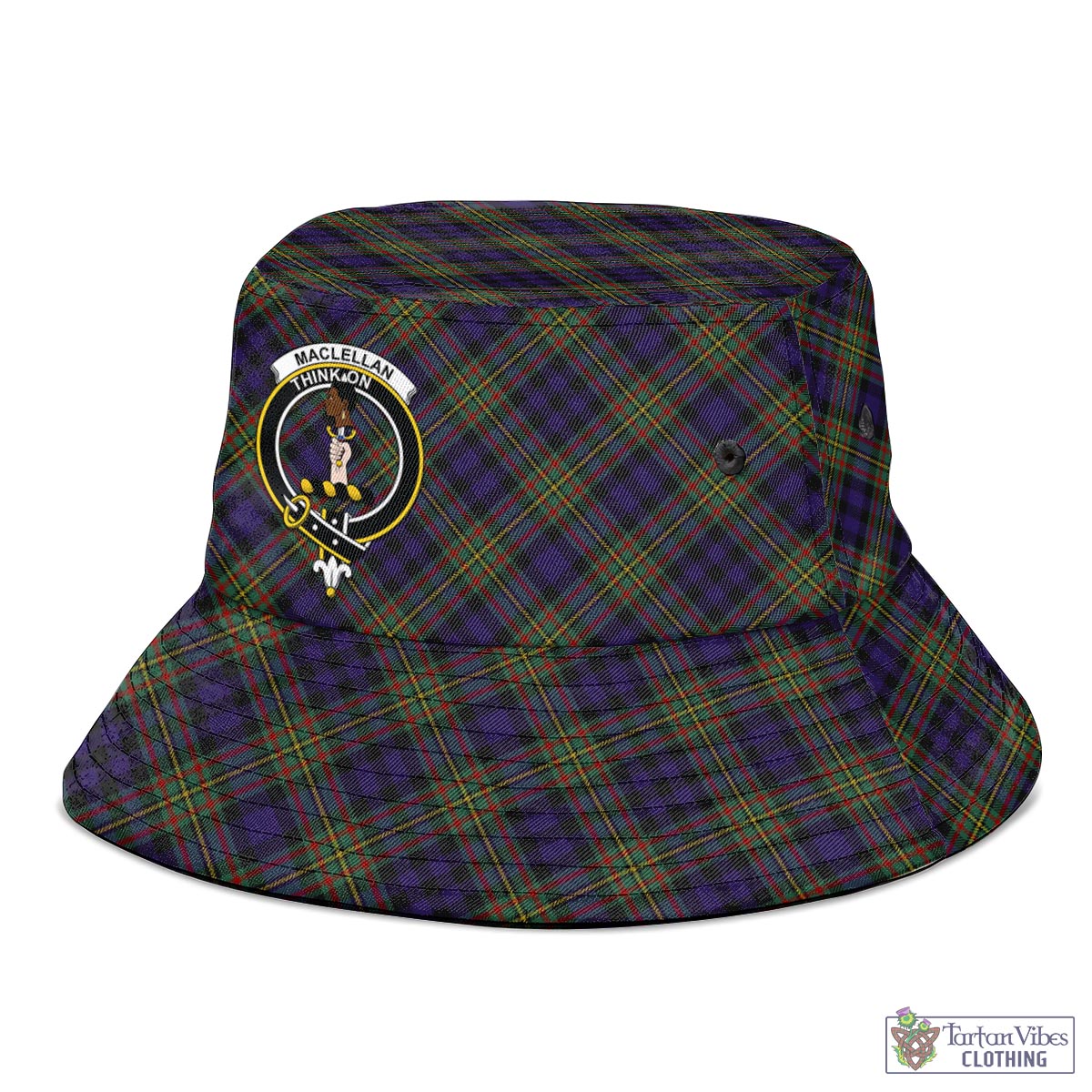 Tartan Vibes Clothing MacLellan Tartan Bucket Hat with Family Crest