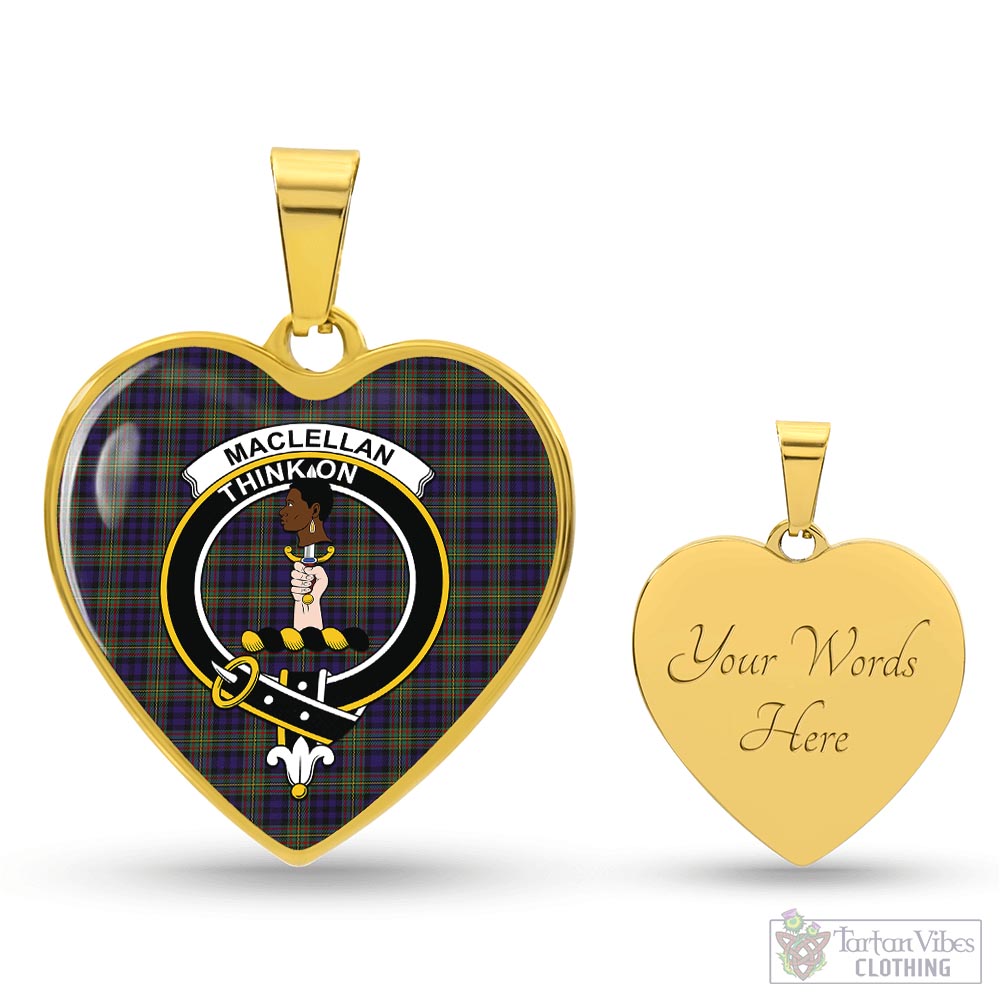 Tartan Vibes Clothing MacLellan Tartan Heart Necklace with Family Crest